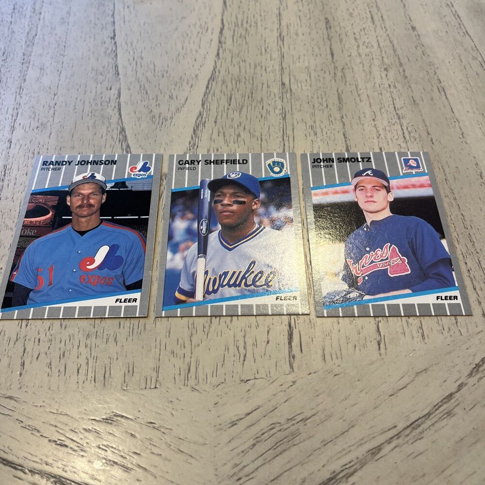 1989 Fleer Rookies - John Smoltz #602, Randy Johnson #381, Gary Sheffield #196